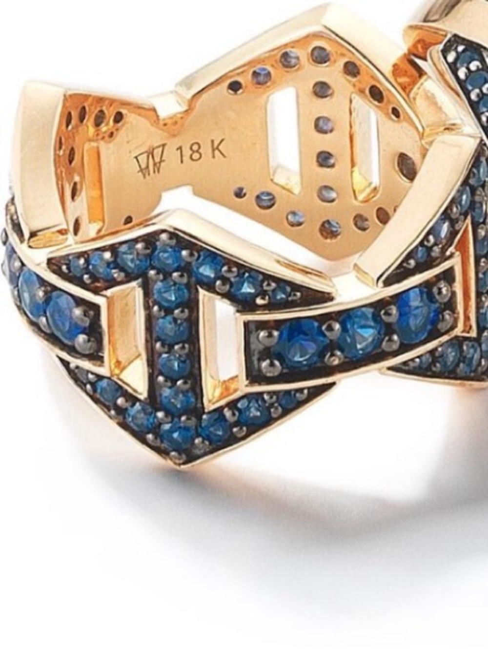 Walters Faith Keynes 18k Rose Gold Chevron Stack Ring with Melee Round Sapphire